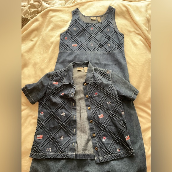 Koret City Blues Set Top Dress Womens Denim Embroidered Pintucks Patriotic. - Picture 11 of 16